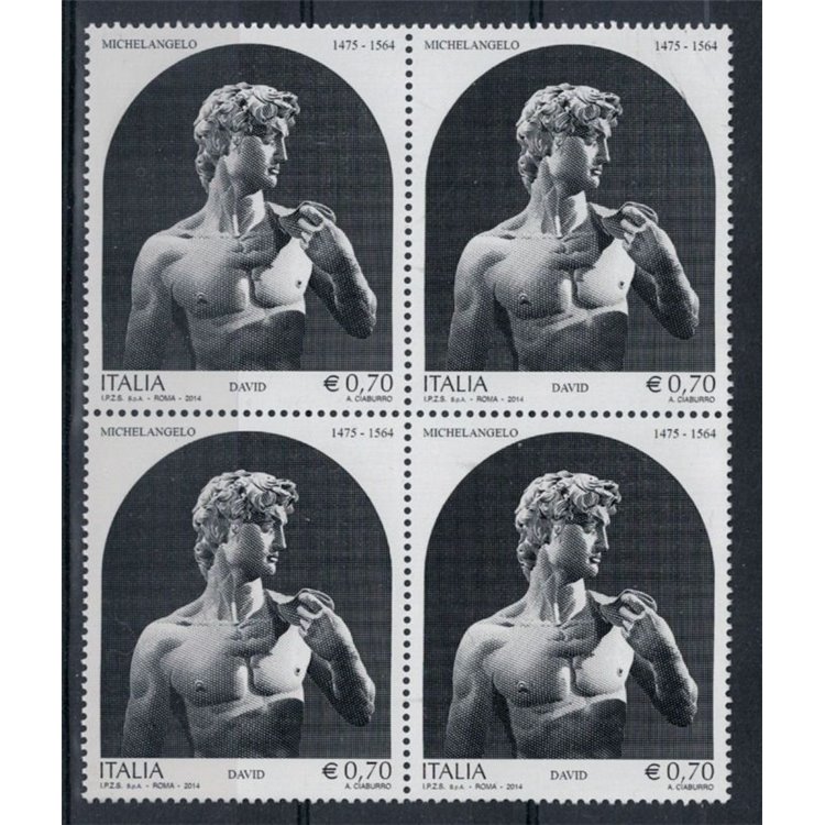 ITALIA 2014 Michelangelo in quartina MNH**