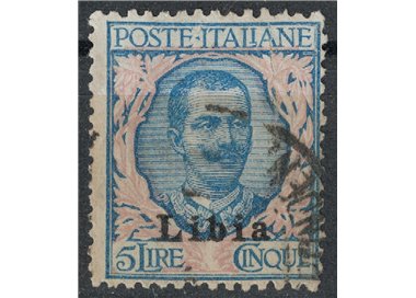 LIBIA 1912-17 5£ azzurro e rosa us