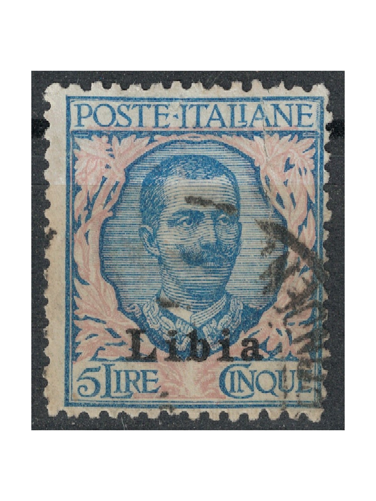 LIBIA 1912-17 5£ azzurro e rosa us