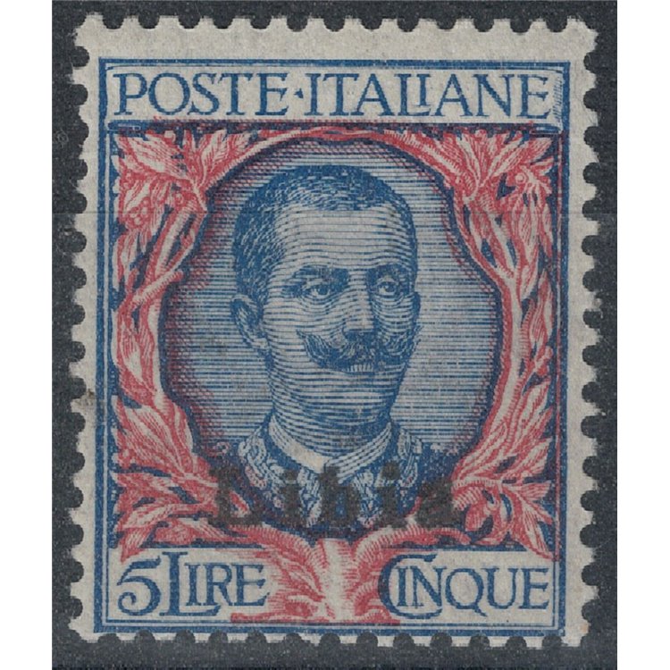 LIBYA 1912-17 5£ blue and pink MNH**