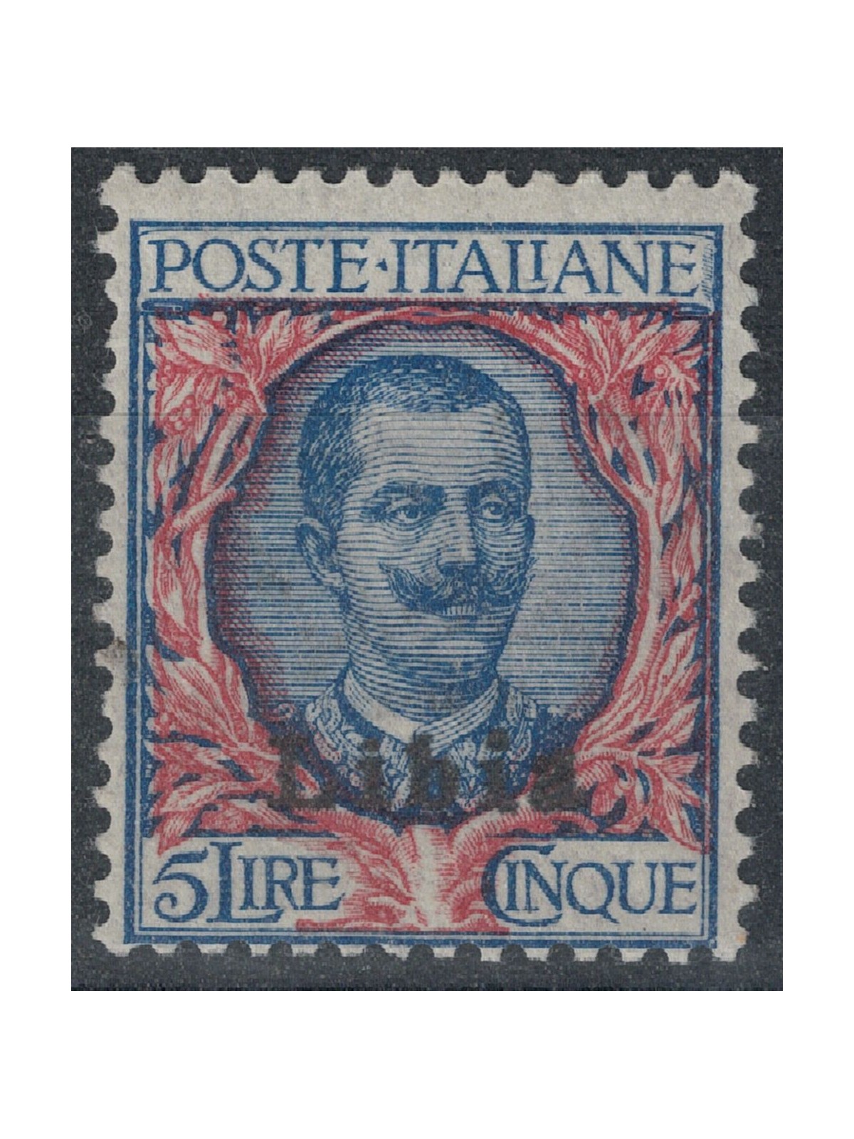 LIBYA 1912-17 5£ blue and pink MNH**