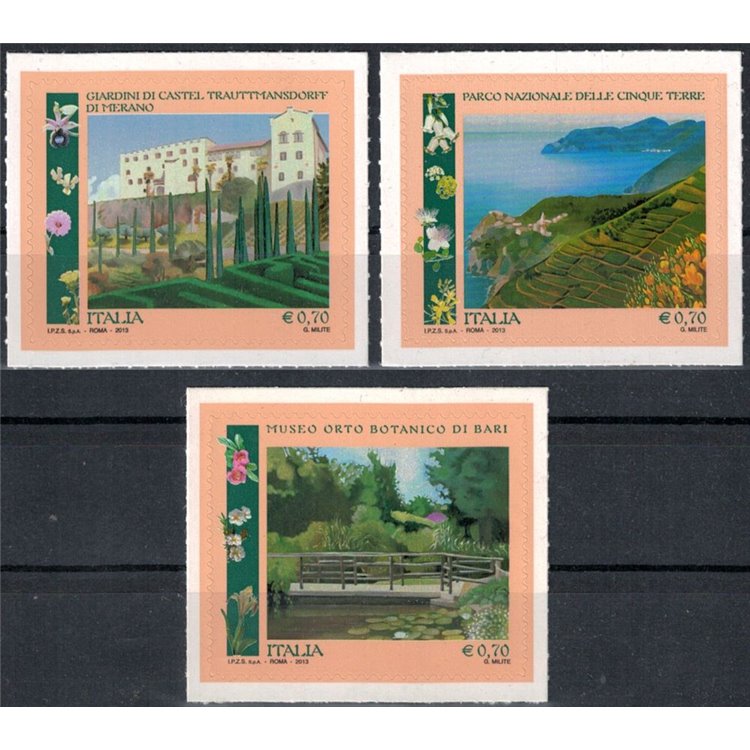 ITALY 2013 Parks, gardens and botanical gardens 3v MNH**