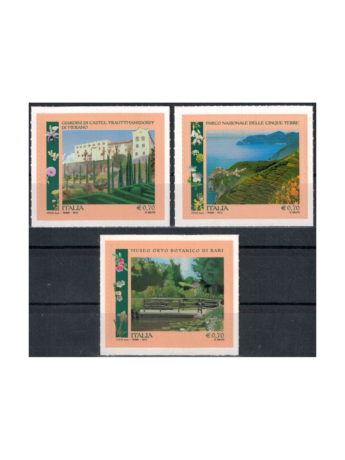 ITALIA 2013 Parchi, giardini ed orti botanici 3v MNH**