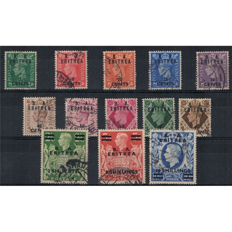 ERITREA (OCC. INGLESE) 1950 Soprastampati B.A. 13v us