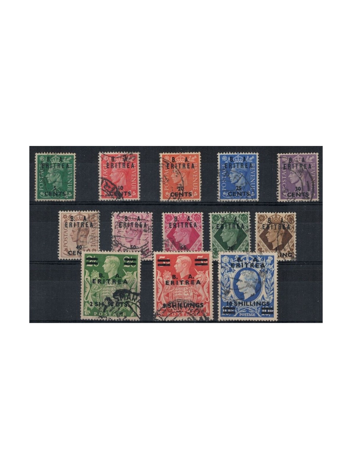 ERITREA (OCC. INGLESE) 1950 Soprastampati B.A. 13v us