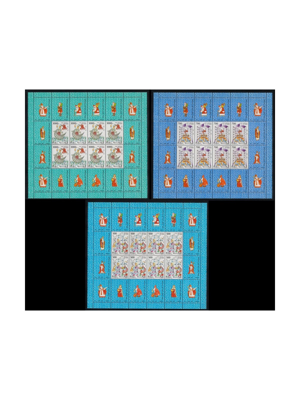 VATICAN 1987 Saint Nicholas of Myra 3 s/s MNH**