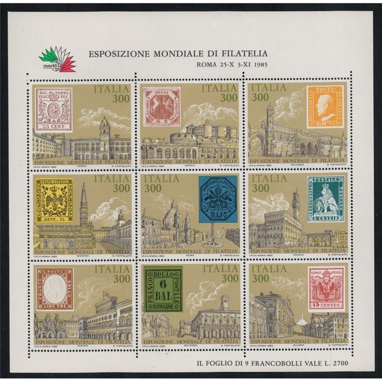 ITALIA 1985 Varietà, Esposizione di filatelia MNH** ©