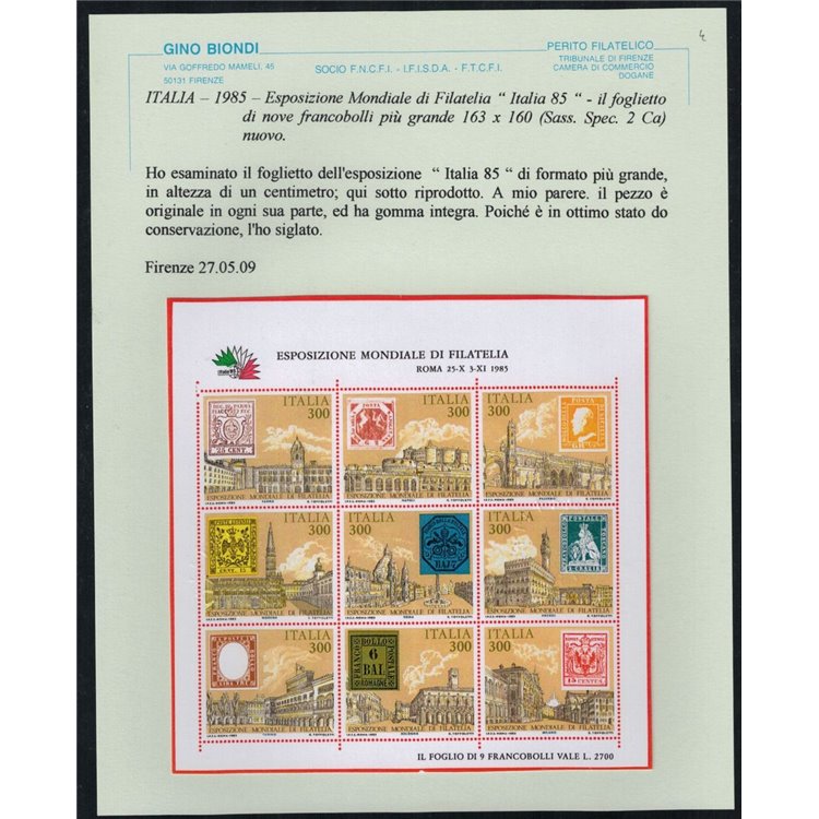 ITALIA 1985 Varietà, Esposizione di filatelia MNH** ©