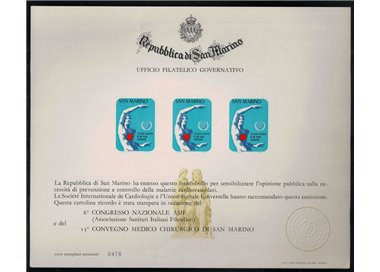 SAN MARINO 1972 Proof on numbered card of the 50£ Year of the Heart MNH**