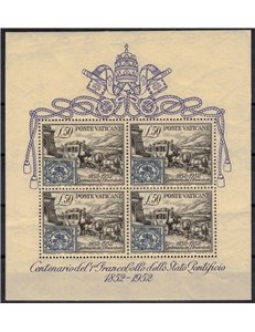 VATICAN 1952 Centenary of the s/s stamp MNH** ©