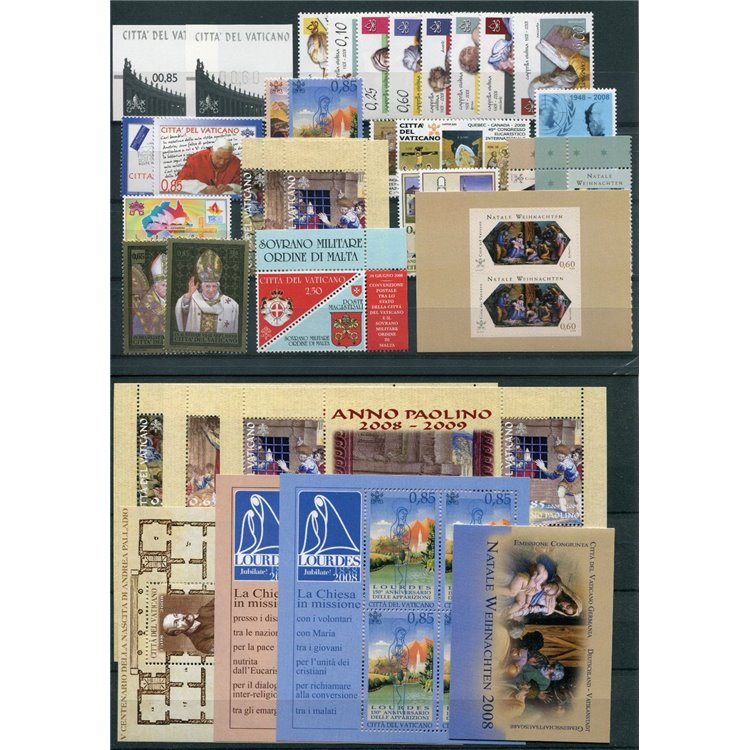 VATICANO 2008 Annata Completa 29v + 6 BF + 1 LB MNH**