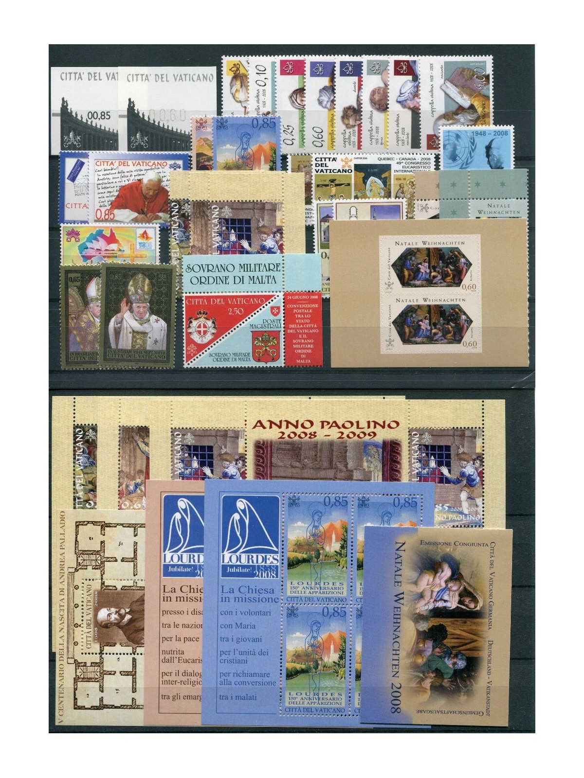 VATICAN 2008 Complete Year 29v + 6 s/s + 1 booklet MNH**