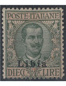 LIBIA 1912-17 10£ oliva e rosa MNH**