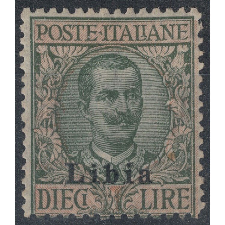 LIBIA 1912-17 10£ oliva e rosa MNH**