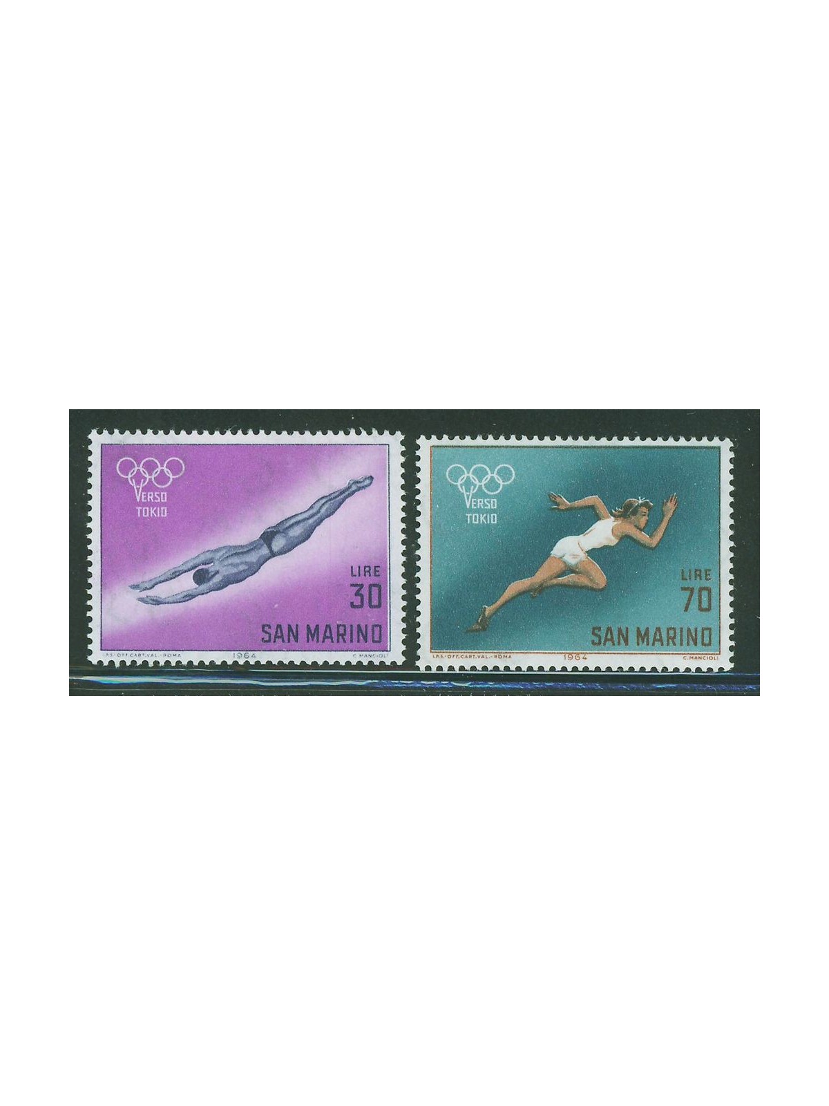 SAN MARINO 1964 Verso Tokyo 2v MNH**