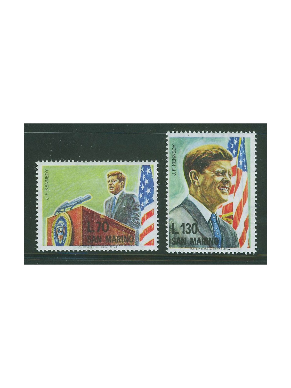 SAN MARINO 1964 J. F. Kennedy 2v MNH**