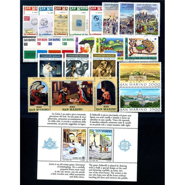 SAN MARINO 1989 Complete Year 23v + 1 s/s MNH**