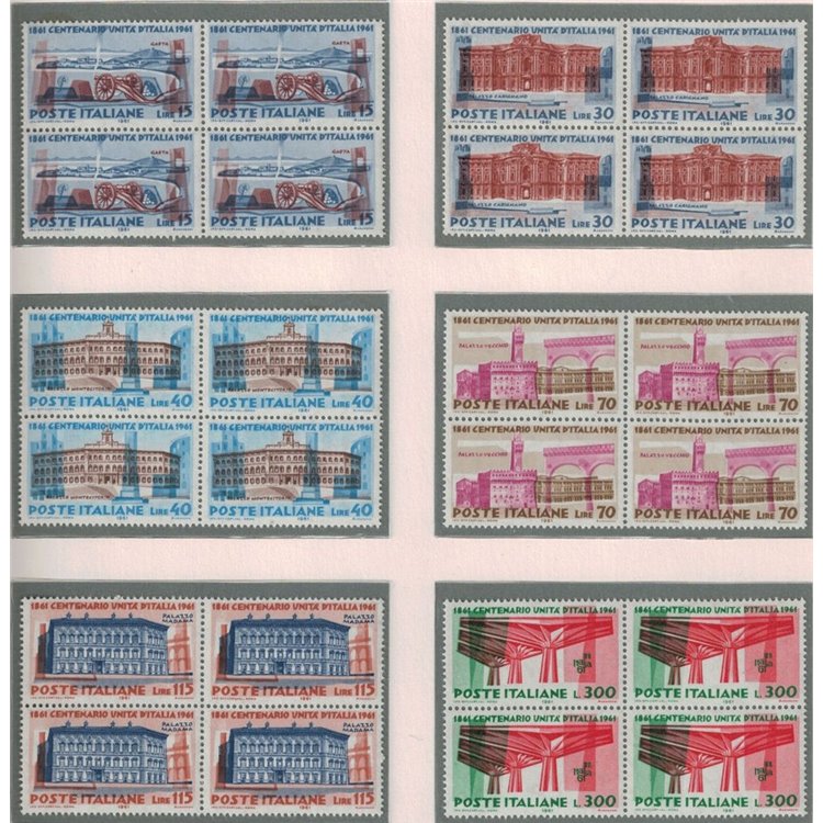 ITALY 1961 Unification of Italy in block of four 6v MNH**