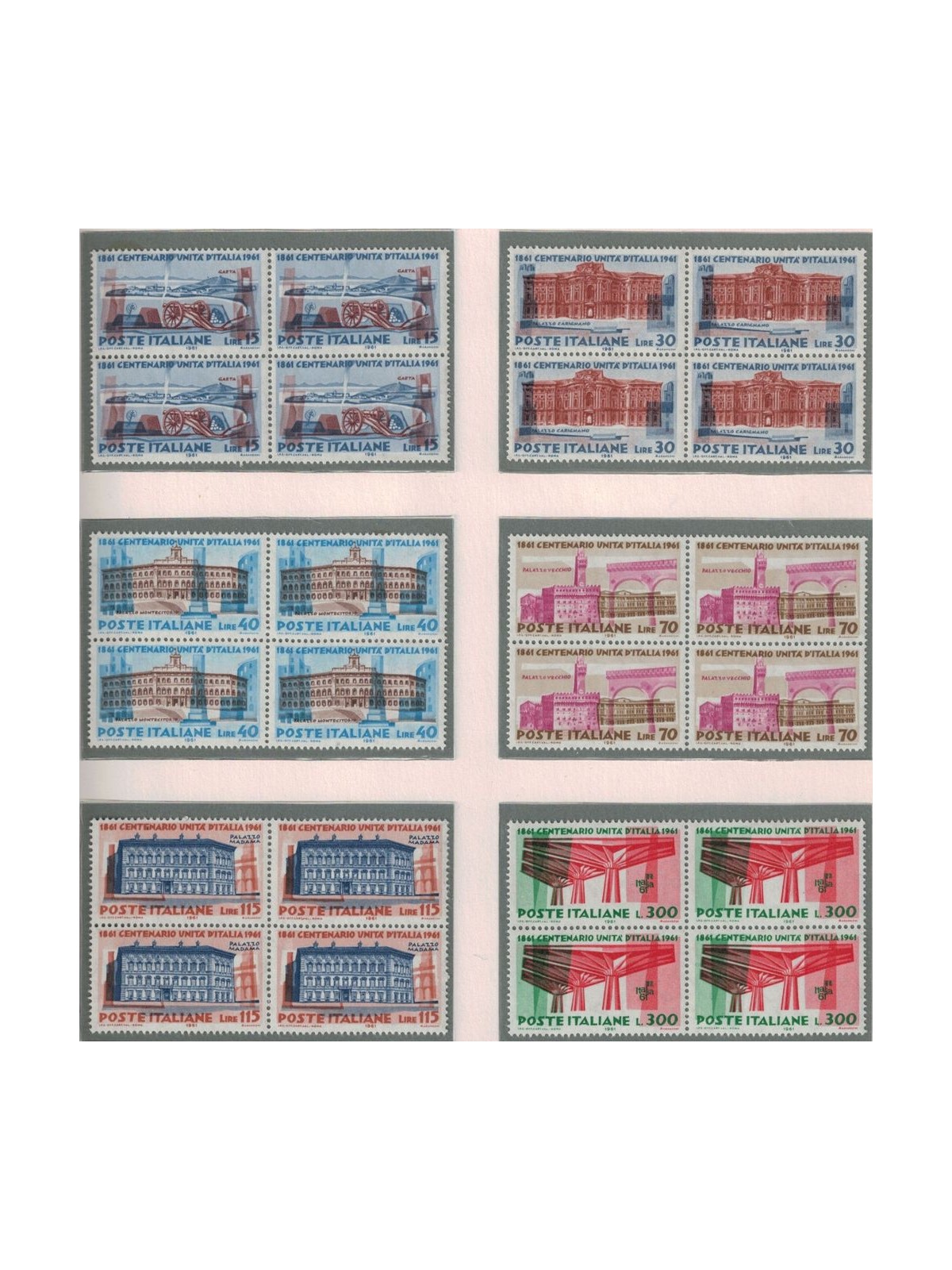ITALIA 1961 Unità d'Italia in quartina 6v MNH**
