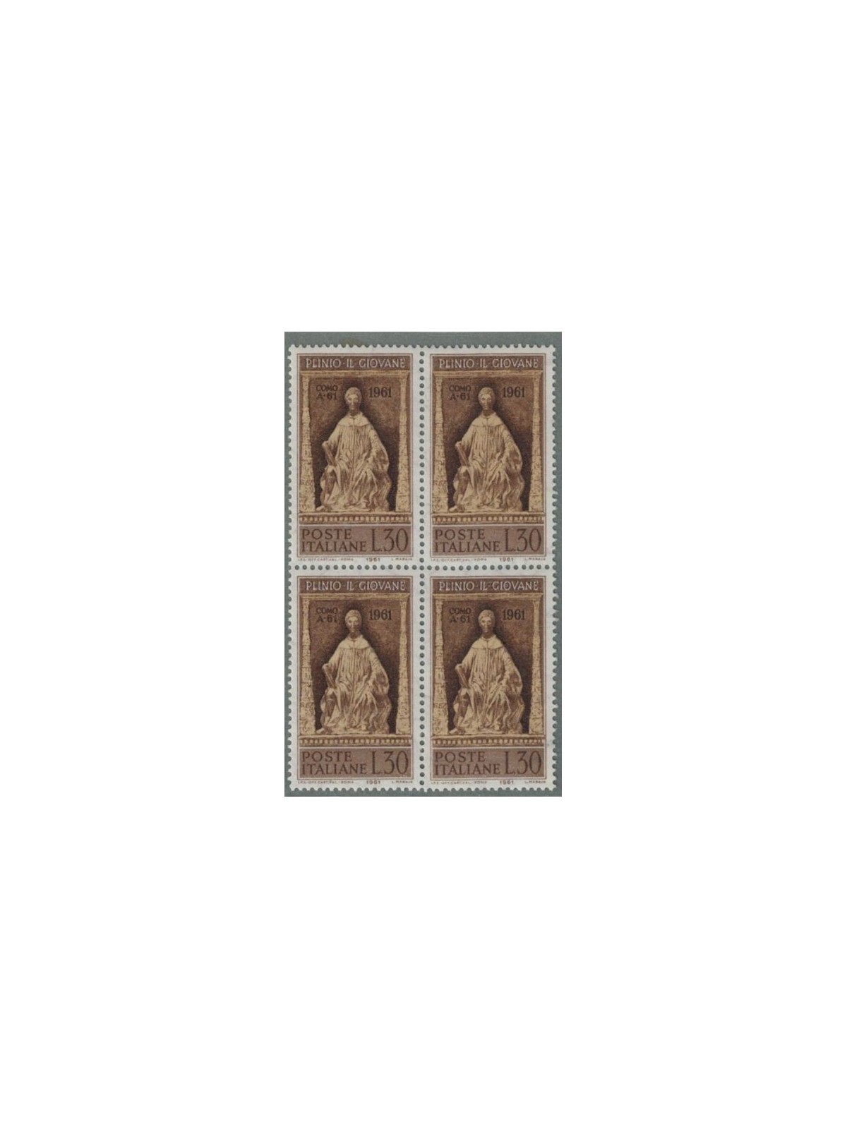 ITALY 1961 Pliny the Younger in block of four MNH**