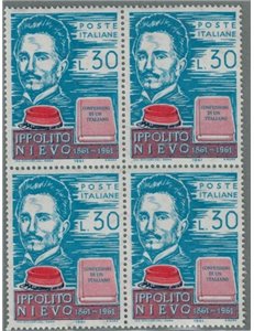 ITALY 1961 Ippolito Nievo in block of four MNH**
