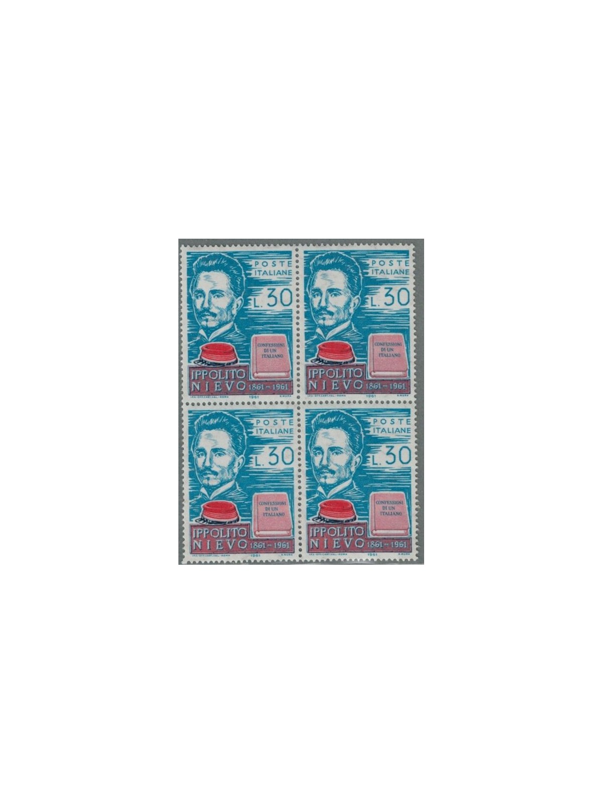 ITALY 1961 Ippolito Nievo in block of four MNH**