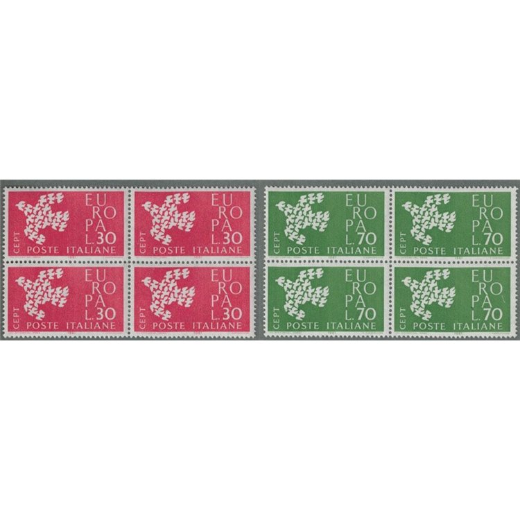 ITALIA 1961 Europa 2v in quartina MNH**