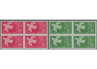 ITALIA 1961 Europa 2v in quartina MNH**