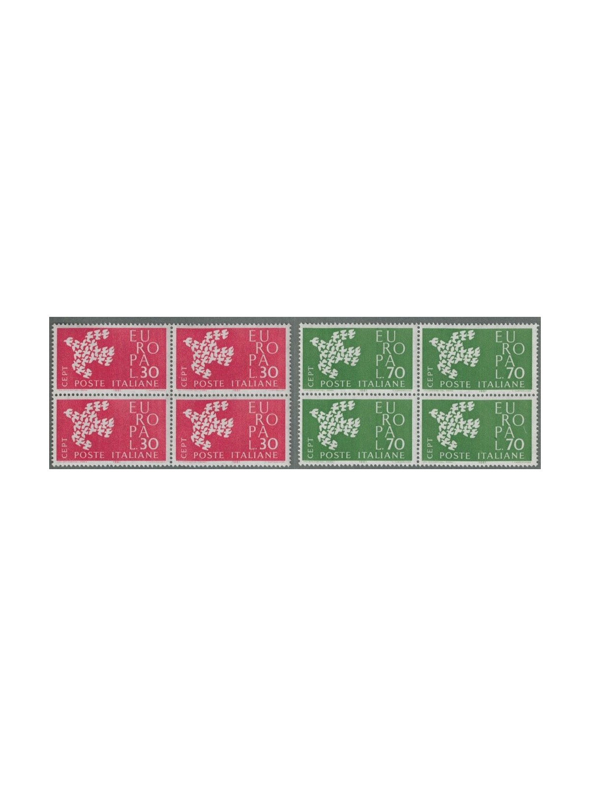ITALIA 1961 Europa 2v in quartina MNH**