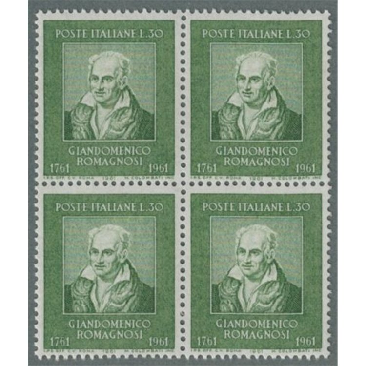 ITALY 1961 Giandomenico Romagnosi in block of four MNH**