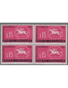 ITALY 1961 Stamp Day in block of four MNH**
