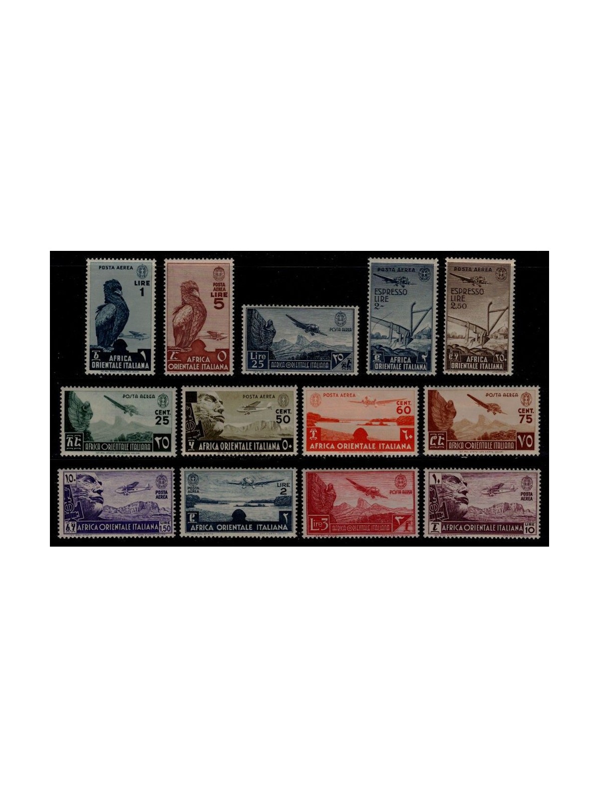 AFRICA ORIENTALE ITALIANA 1938 Serie pittorica (posta aerea) 13v MH*