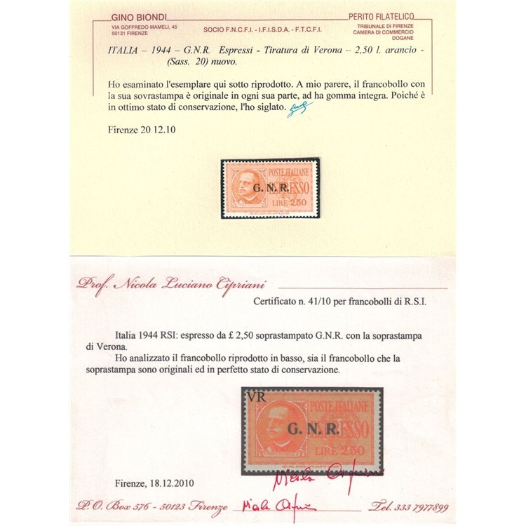 ITALIA RSI 1944 Espresso ₤ 2,50 (Verona) MNH** ©