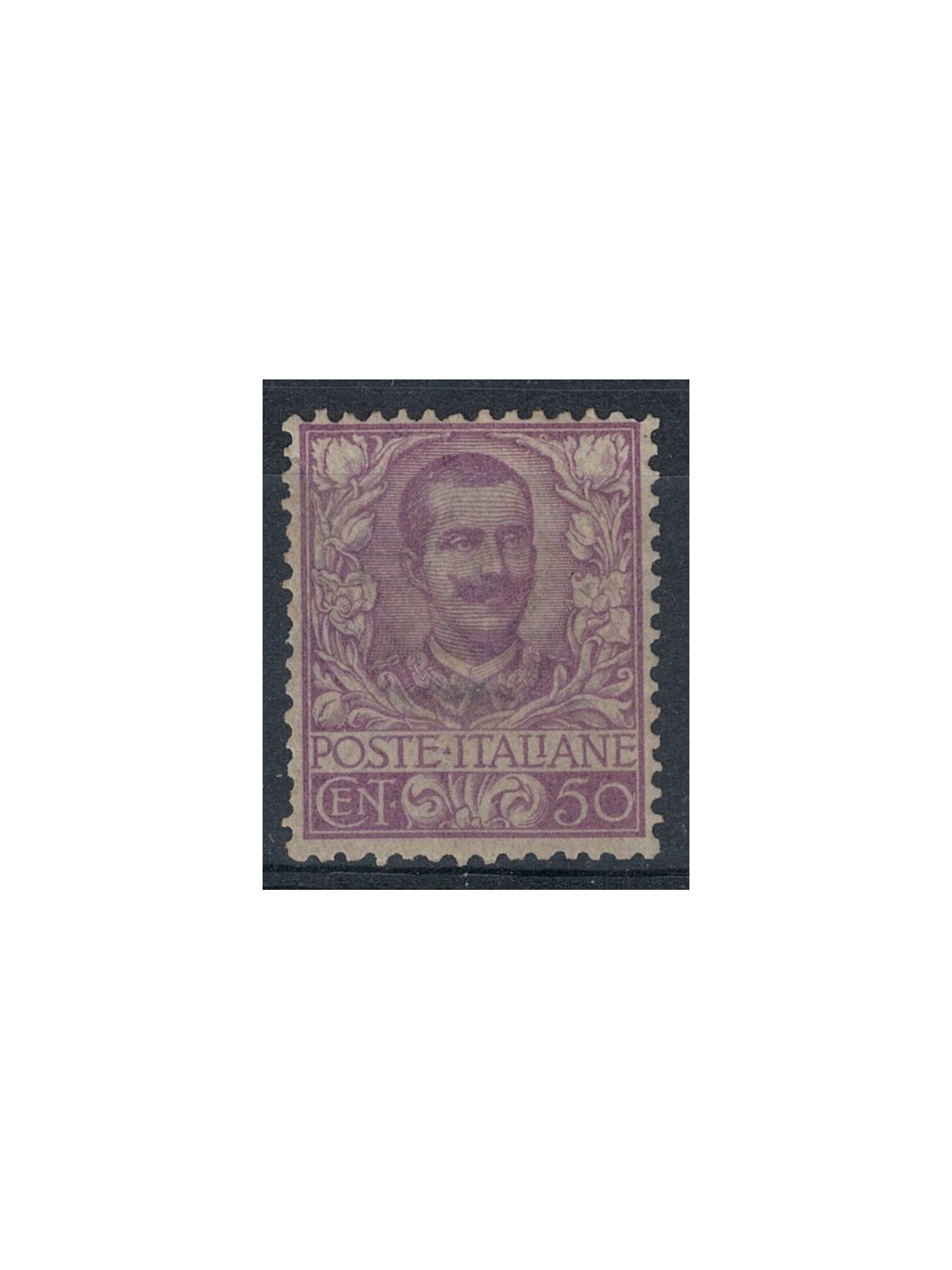 ITALIA REGNO 1901 Floreale 50c malva MH* © (Lusso)