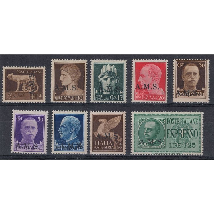 ALLIED MILITARY SALERNO 1943 Imperiale soprastampati A.M.S. 9v MNH**