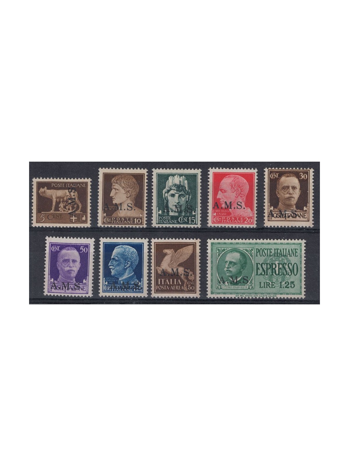 ALLIED MILITARY SALERNO 1943 Imperial overprinted AMS 9v MNH**