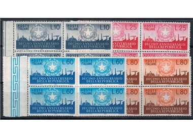 ITALY 1956 Anniversary of the Republic in block of four 4v MNH**