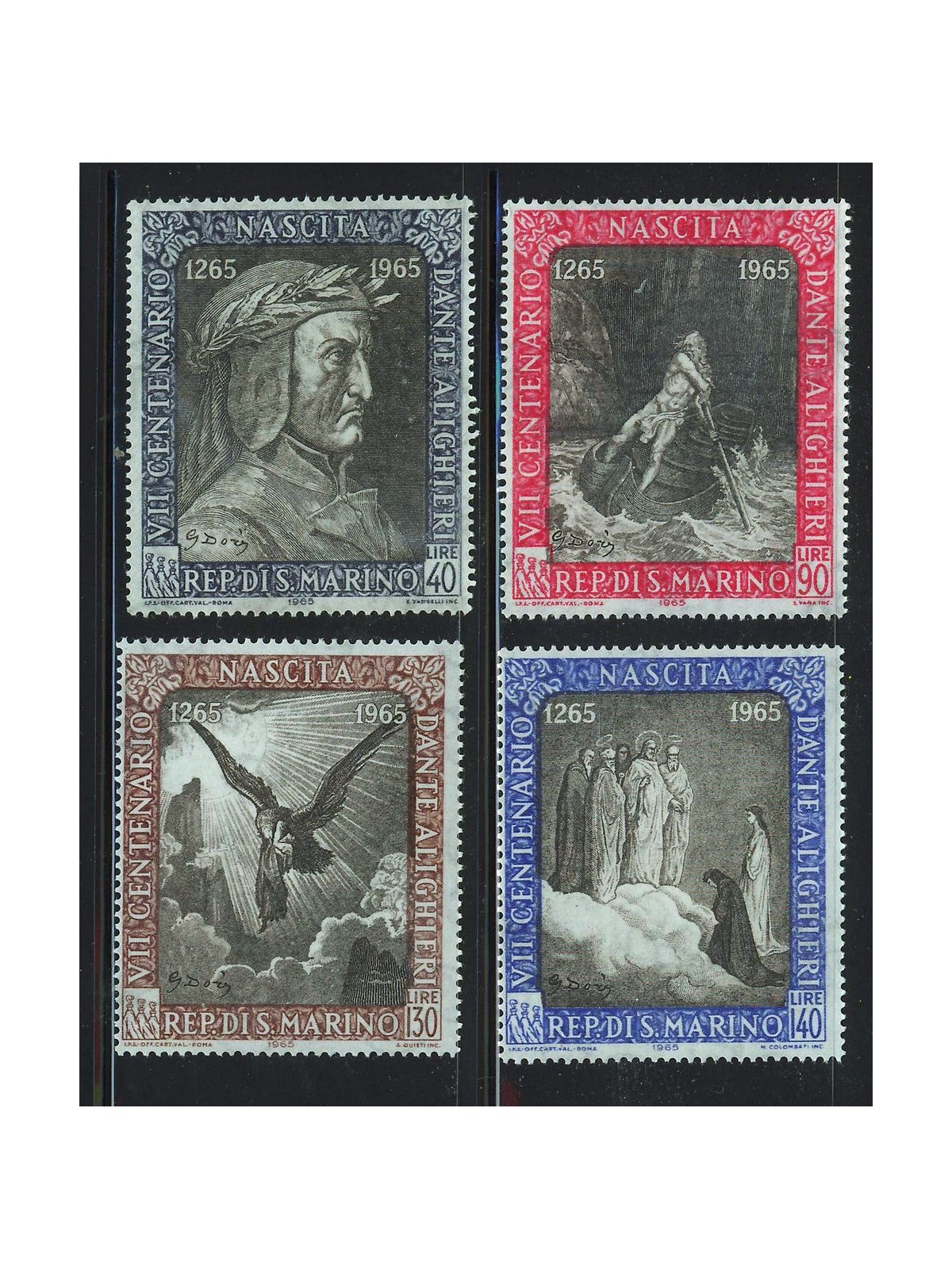 SAN MARINO 1965 Dante Alighieri 4v MNH**