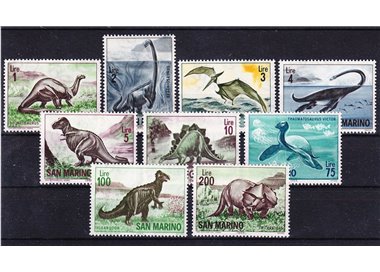 SAN MARINO 1965 Prehistoric Animals 9v MNH**