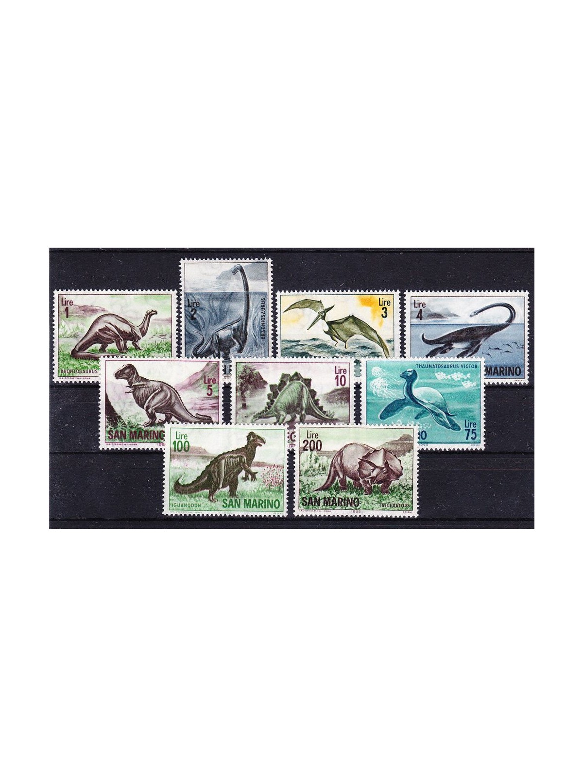 SAN MARINO 1965 Animali della preistoria 9v MNH**