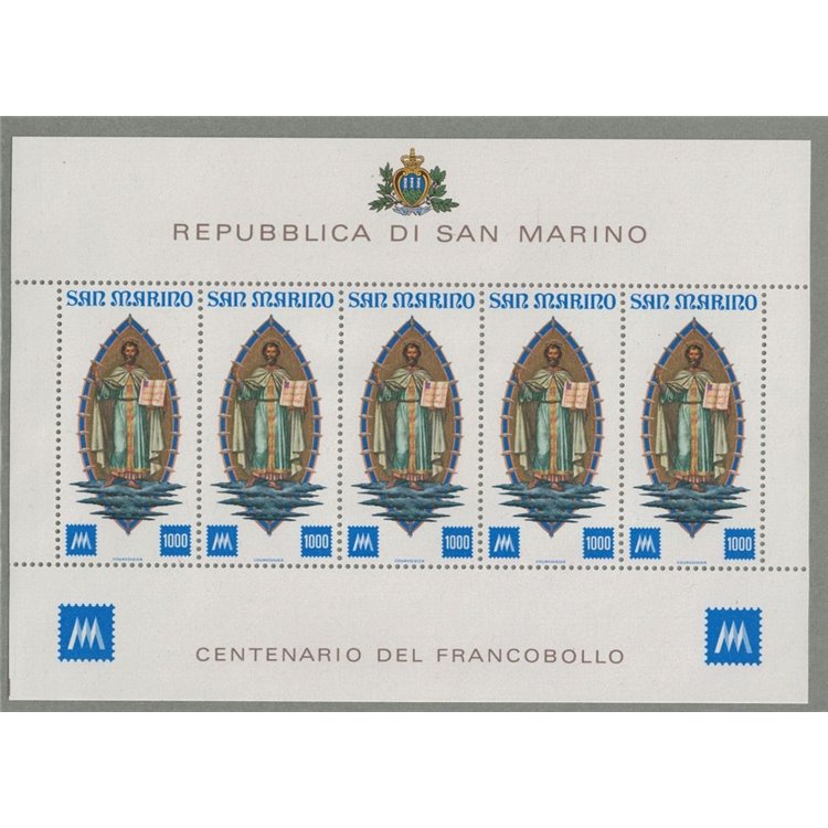 SAN MARINO 1977 Centenario del francobollo BF MNH**