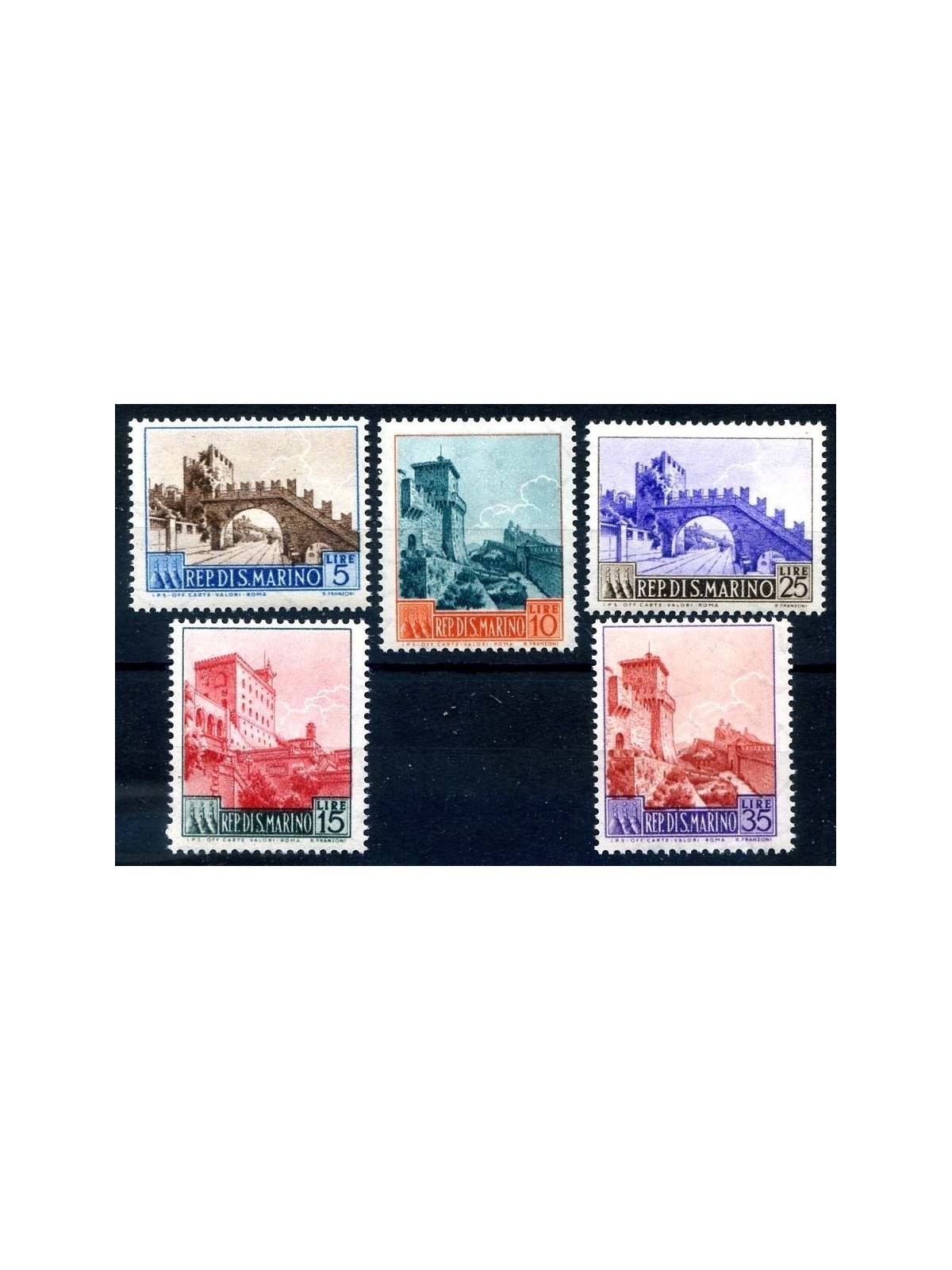 SAN MARINO 1955 Vedute 5v MNH**