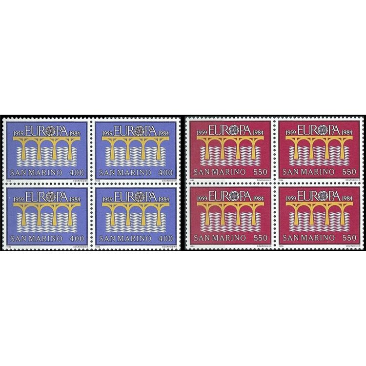 SAN MARINO 1984 Europe 2v in block of four MNH**