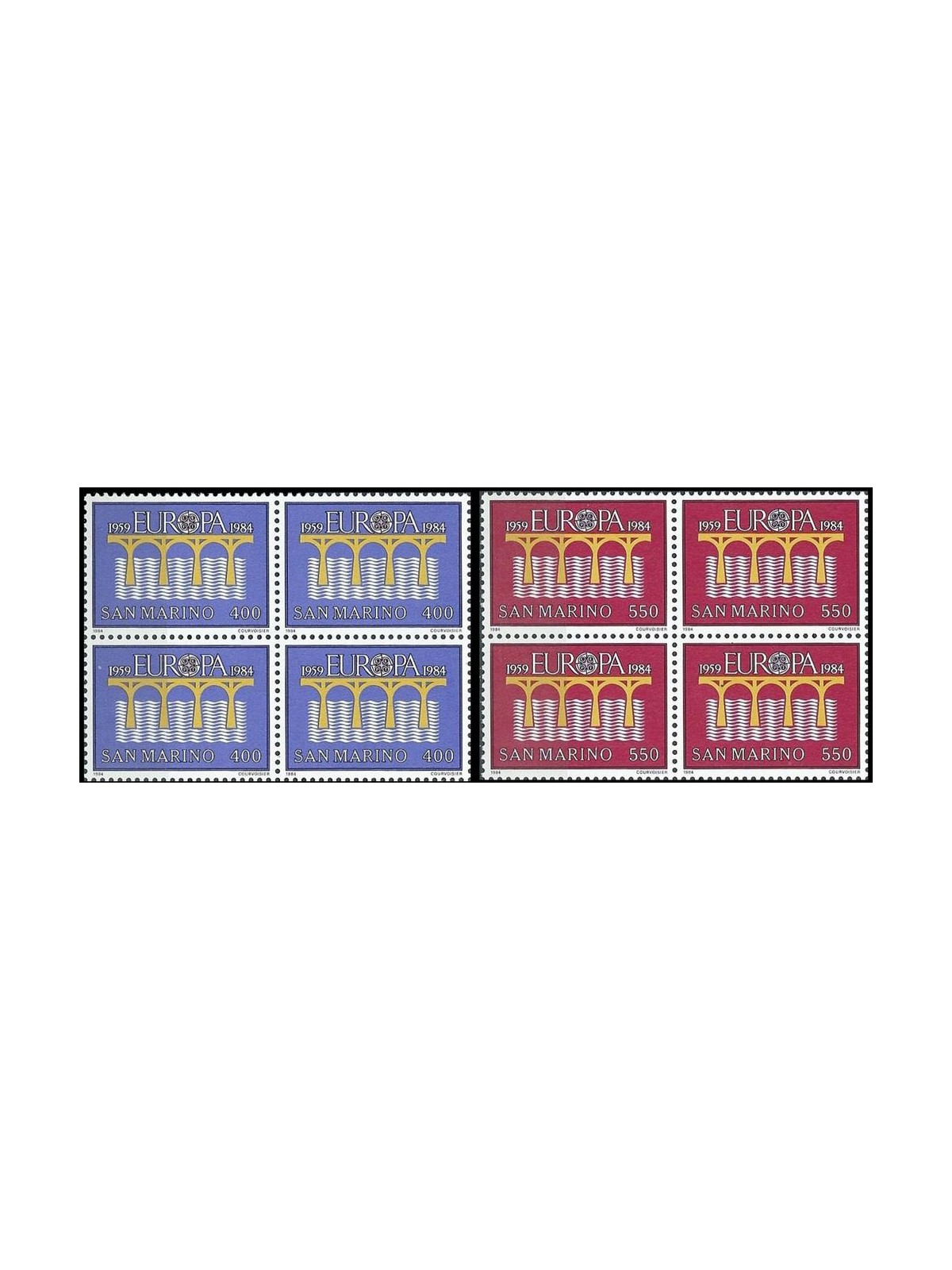 SAN MARINO 1984 Europe 2v in block of four MNH**