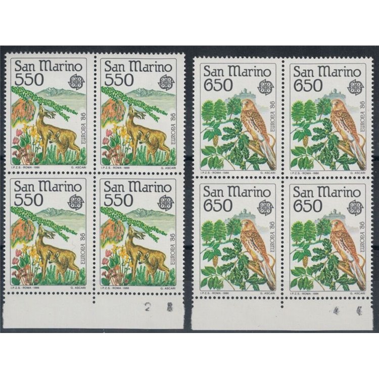 SAN MARINO 1986 Europe 2v in block of four MNH**