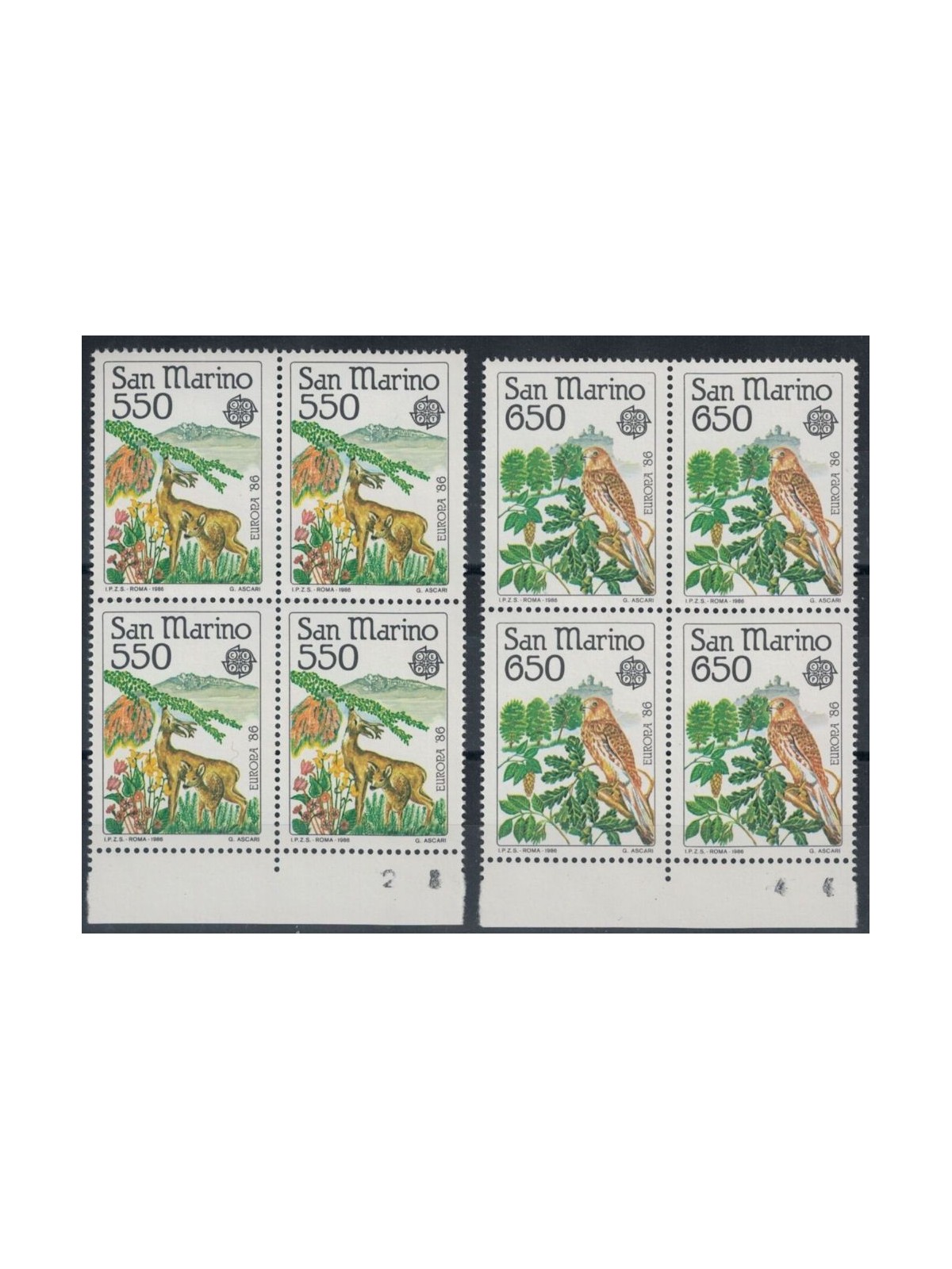 SAN MARINO 1986 Europe 2v in block of four MNH**