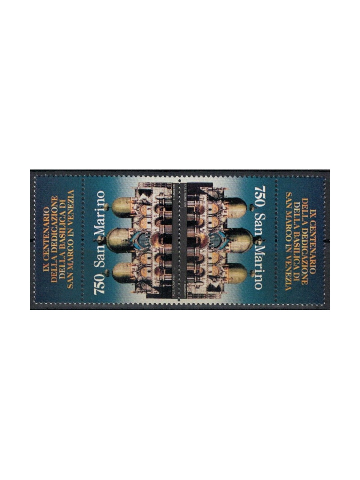 SAN MARINO 1994 Basilica di San Marco téte-béche 2v MNH**