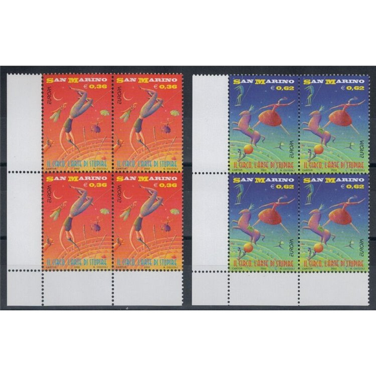 SAN MARINO 2002 Europe 2v in block of four MNH**