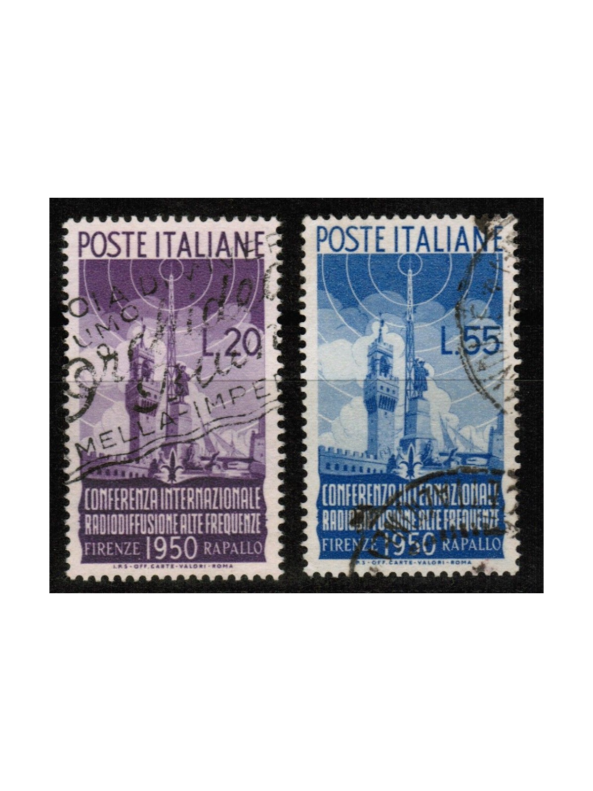 ITALIA 1950 Radiodiffusione 2v us
