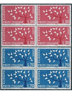 ITALY 1962 Europe 2v in blocks of four MNH**